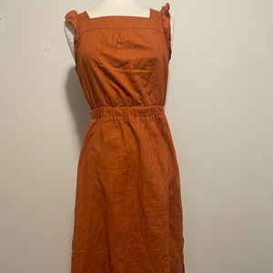 Universal Thread Midi Pinafore Dress Sz S Burnt Orange Rust Autumn Fall *NO BELT